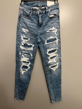 American Eagle Outfitters Light Blue Ripped Skinny Jeans